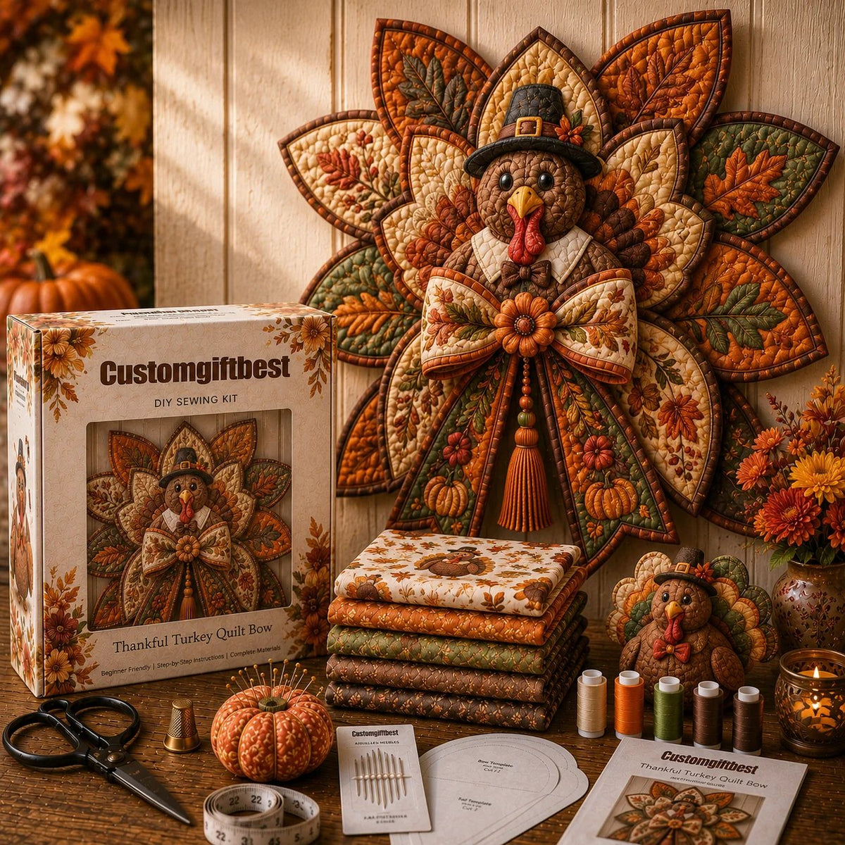 🍂 Thanksgiving Quilt Bow DIY Sewing Kit – Create A Cozy Thanksgiving Quilt Bow At Home