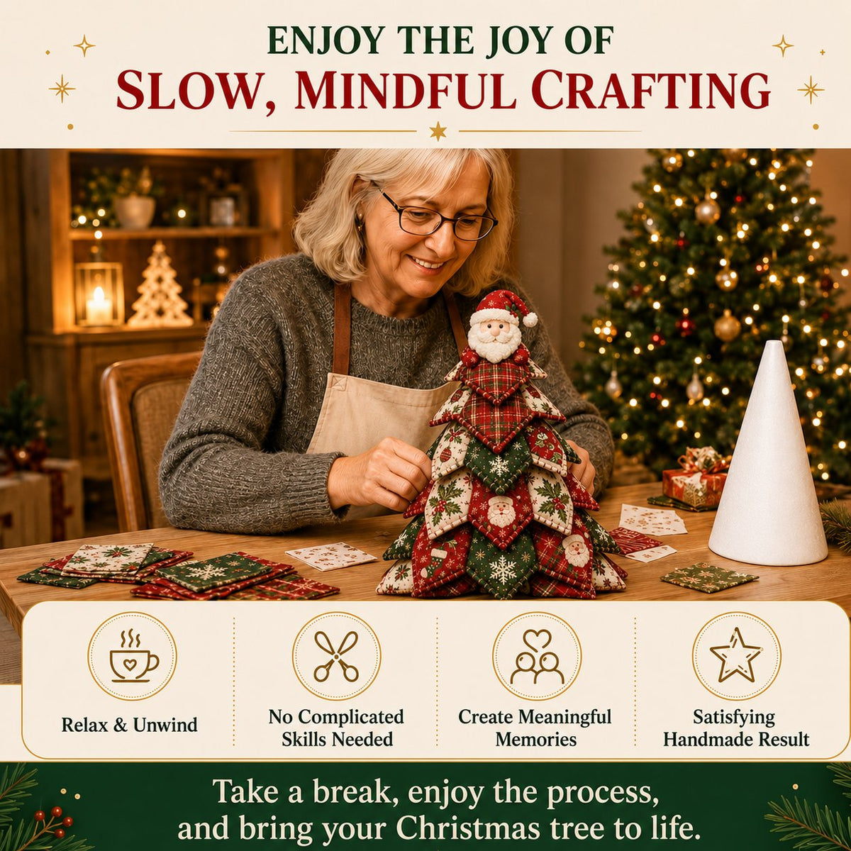 🎄Beginner-Friendly DIY Quilted Christmas Tree Kit | Complete Kit with All Tools & Step-by-Step Guide Included