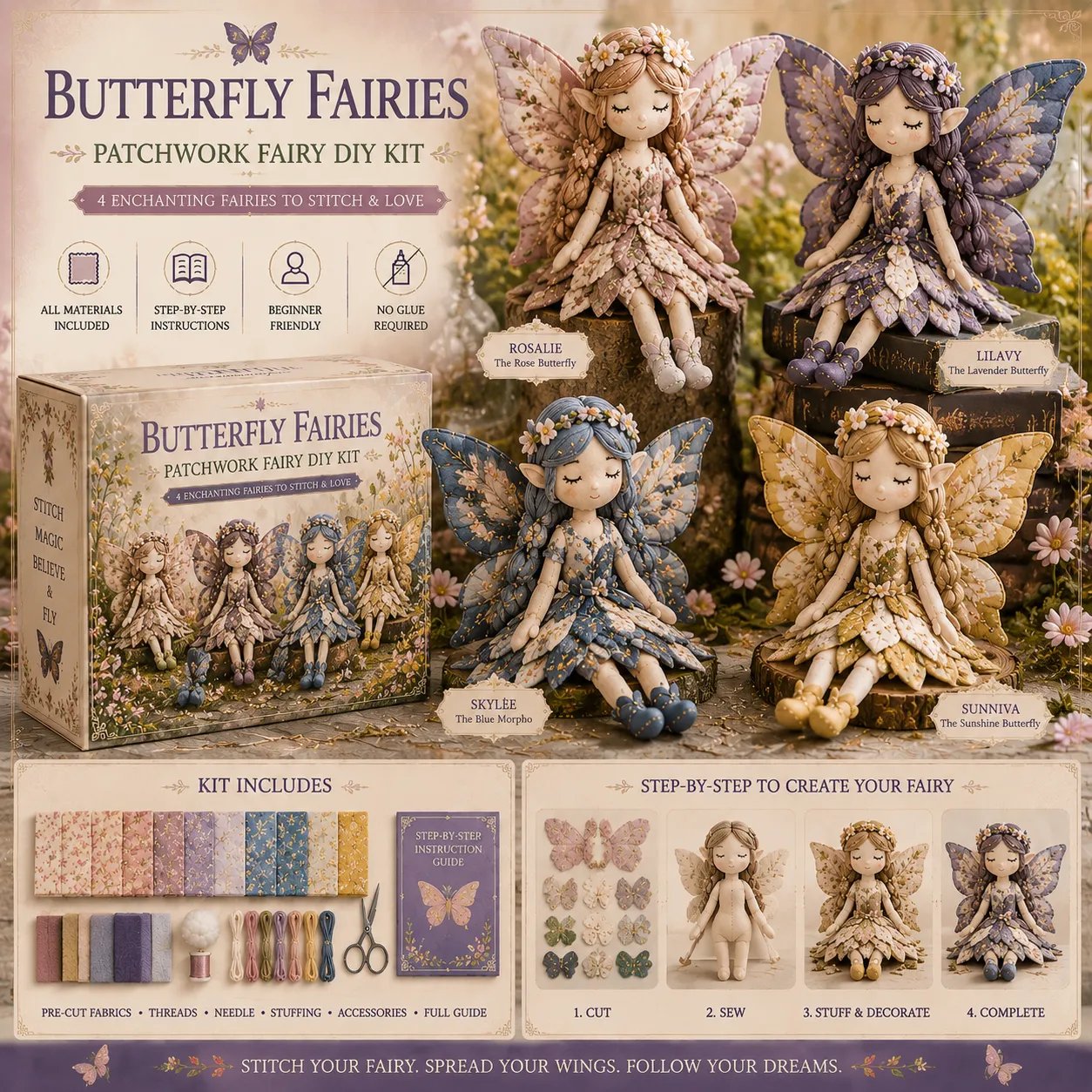 🧚A Fairy Tale You Can Stitch – DIY Patchwork Fairy Doll Collection🧵