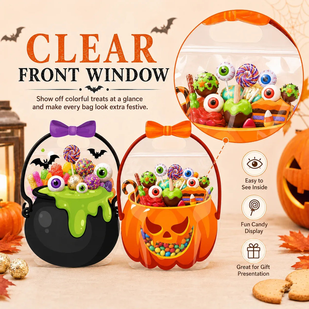 🎃Halloween Bags Plastic Halloween Goodie Bags