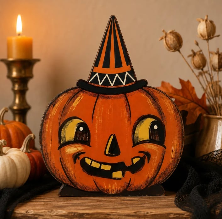 🎃Handmade Vintage Halloween Wooden Character Tabletop Decor