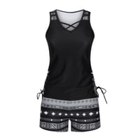 Women's Tummy Control Tankini Set with Built-In Bra – Flattering Boho Swimwear with Shorts