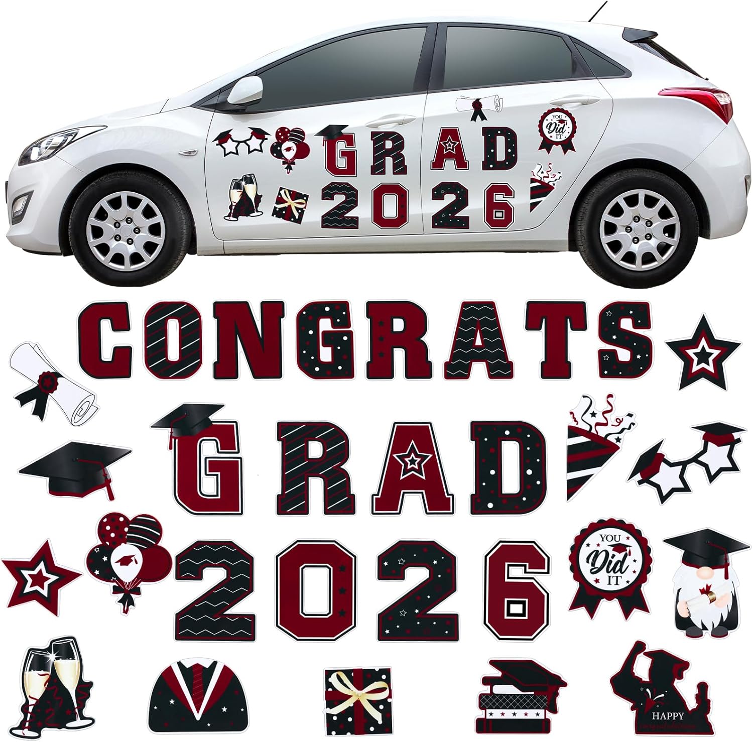 2026 Grad Magnets – 30Pcs Set for Celebration Decor🧲(Cars, Fridges & More)
