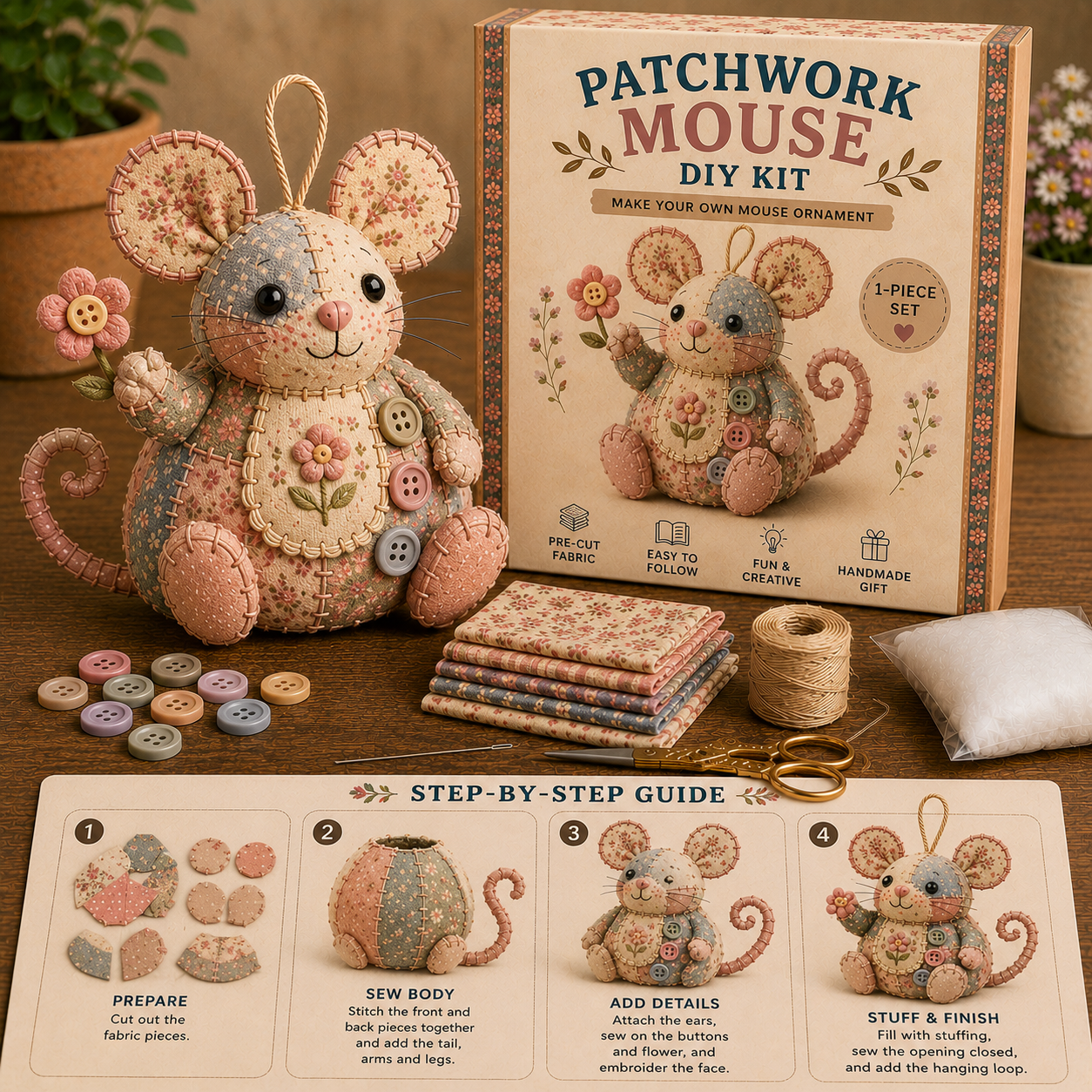 🧵 Patchwork Mouse DIY Kit