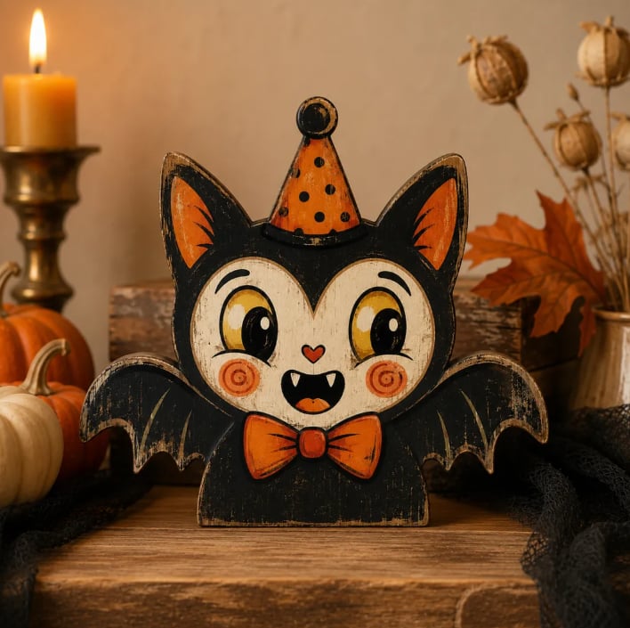 🎃Handmade Vintage Halloween Wooden Character Tabletop Decor