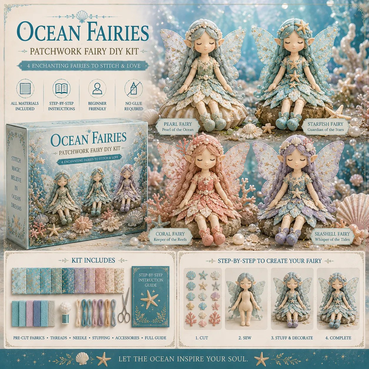 🧚A Fairy Tale You Can Stitch – DIY Patchwork Fairy Doll Collection🧵