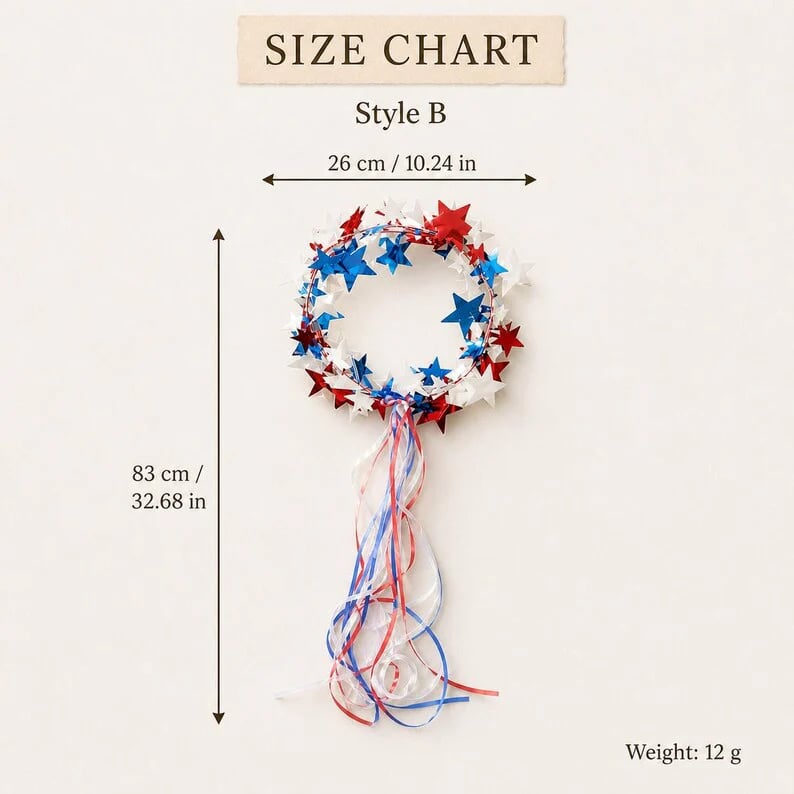 Sparkling Americana Star Crown with Flowing Ribbons 🇺🇸✨ | Patriotic Hair Accessory