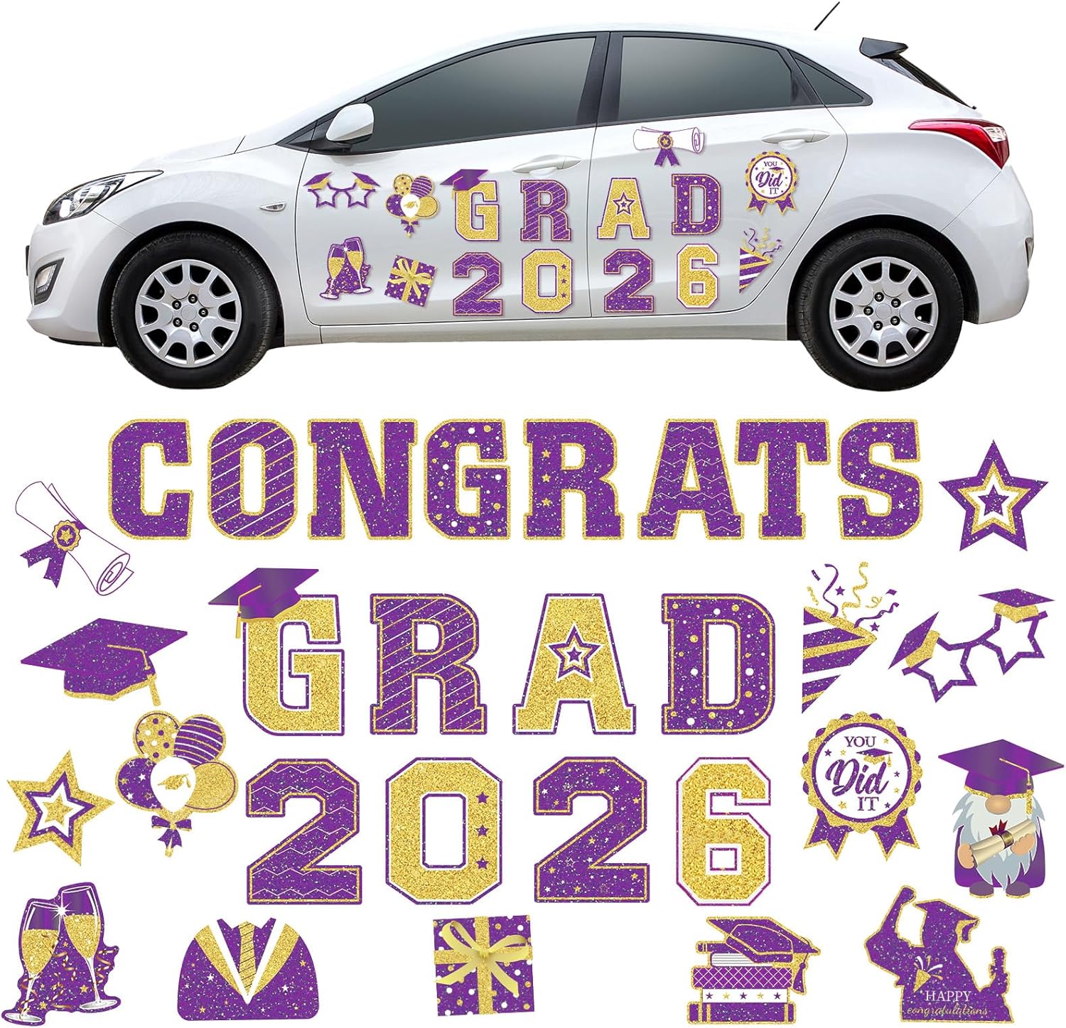 2026 Grad Magnets – 30Pcs Set for Celebration Decor🧲(Cars, Fridges & More)