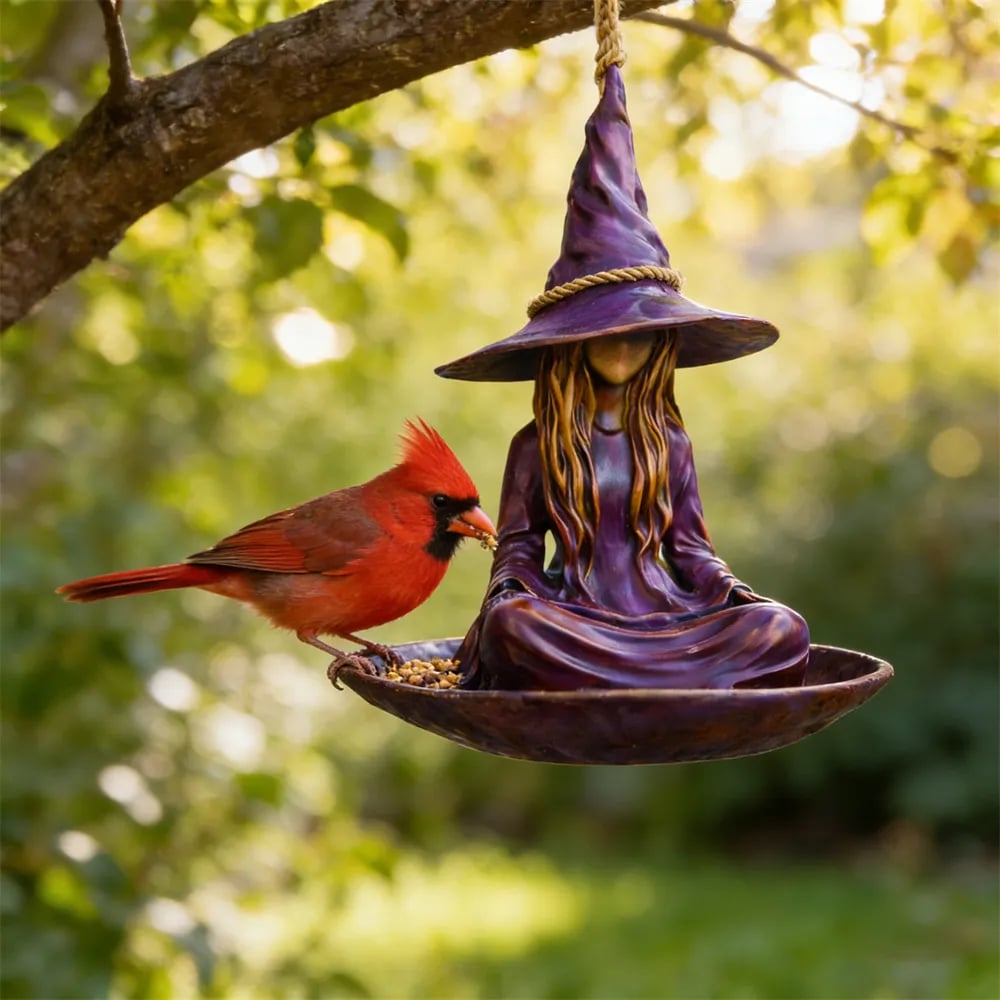 Meditating Witch Garden Bird Feeder