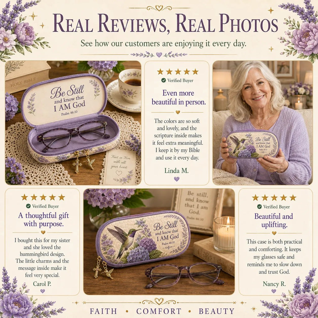 💜Be Still Hummingbird Quilted Glasses Case