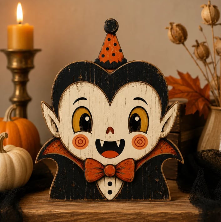 🎃Handmade Vintage Halloween Wooden Character Tabletop Decor