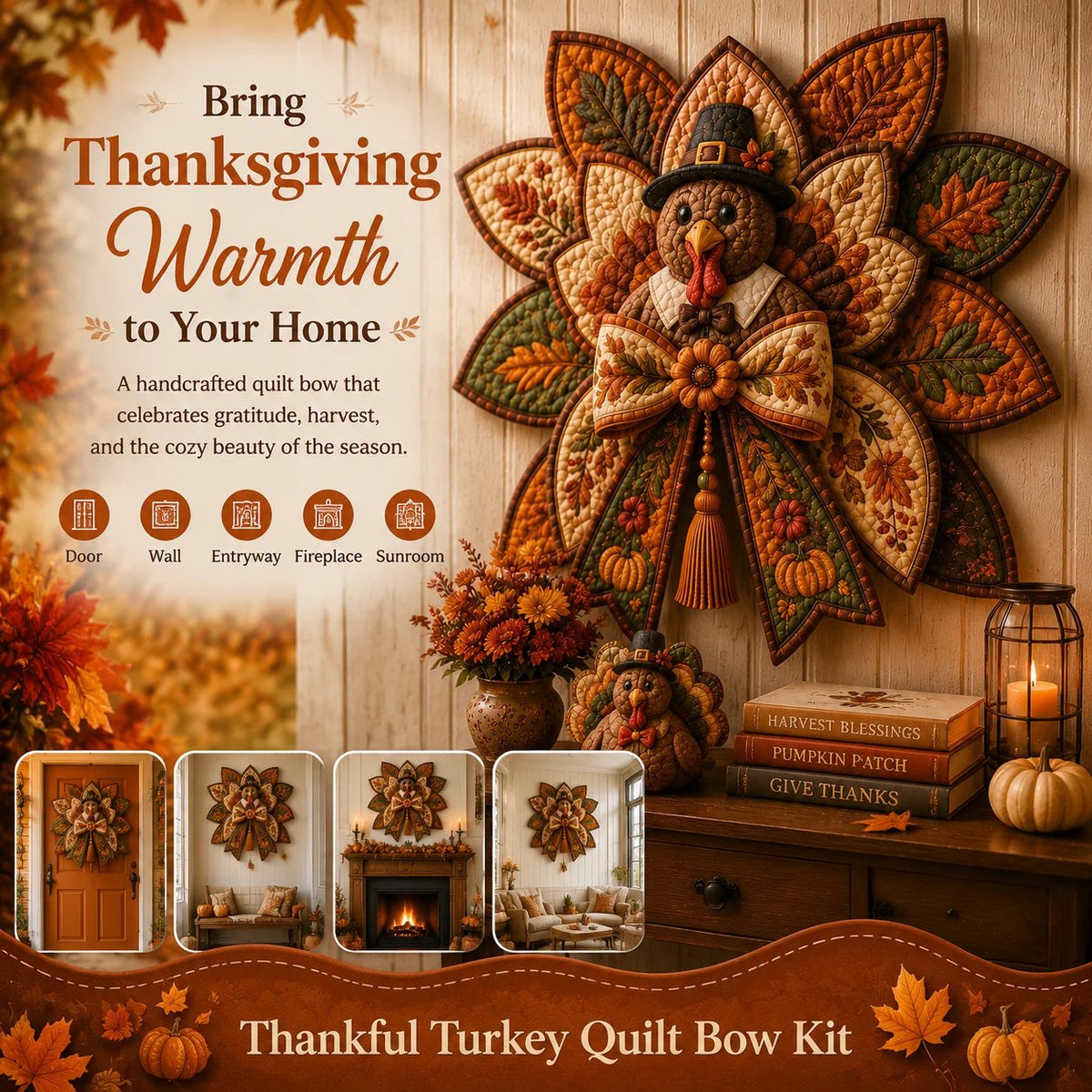 🍂 Thanksgiving Quilt Bow DIY Sewing Kit – Create A Cozy Thanksgiving Quilt Bow At Home