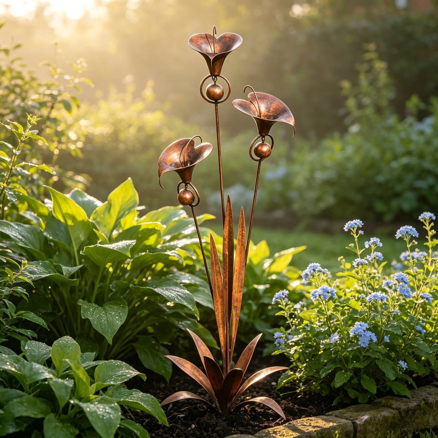 Copper Calla Lily Garden Stake with Bells – Elegant Outdoor Chime Decor 🌿