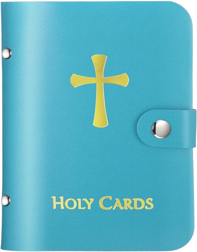 ✝️ Catholic Genuine Leather Holy Card Holder – Pocket Prayer Card Organizer with Snap Closure
