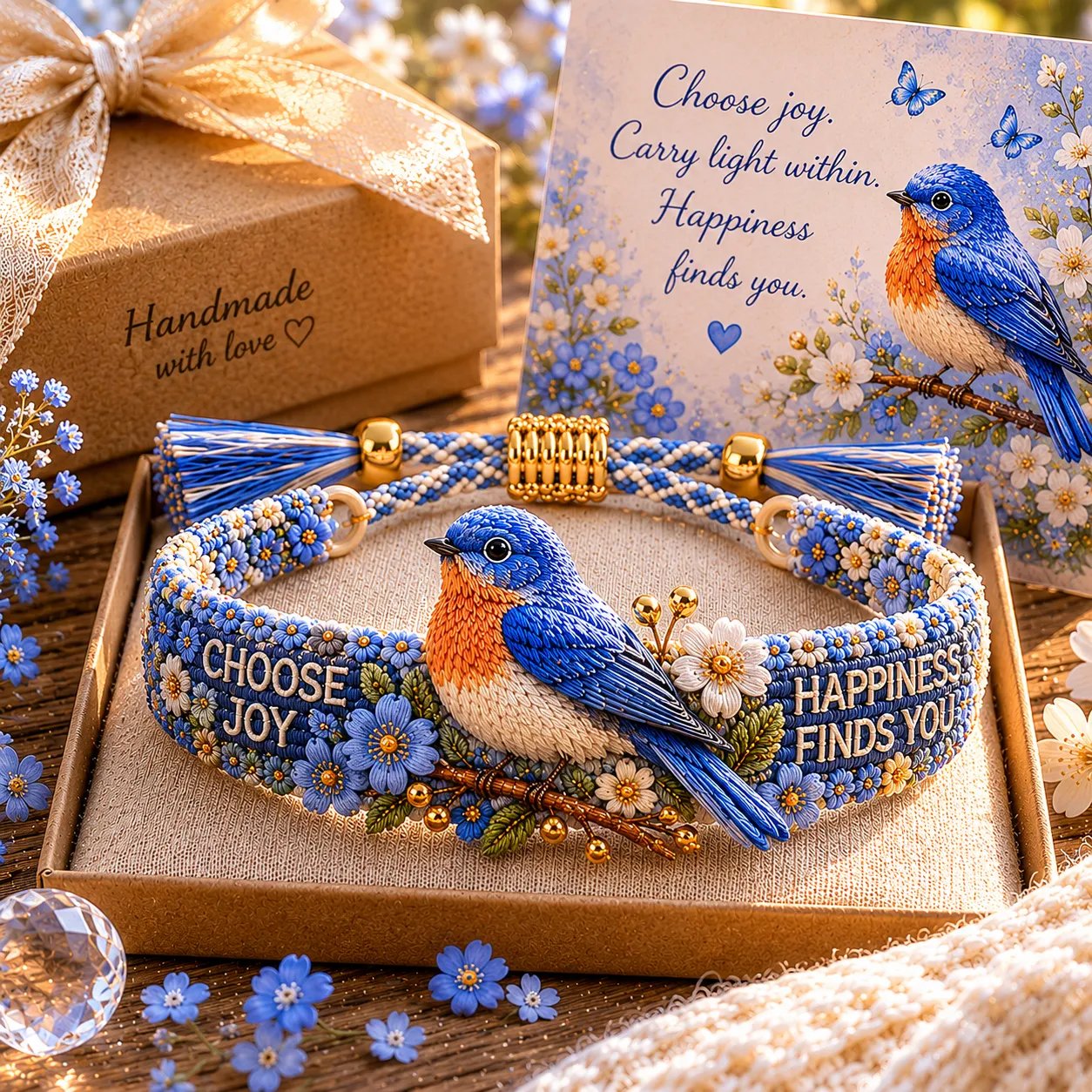 💙Handmade Bird Embroidered Bracelet Collection