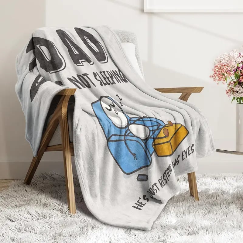 🔥Dad Is Not Sleeping Funny Flannel Blanket