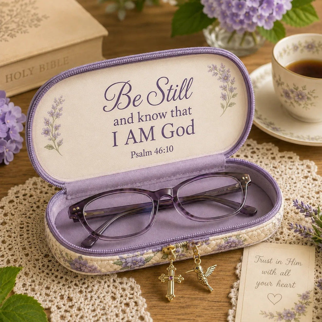 💜Be Still Hummingbird Quilted Glasses Case
