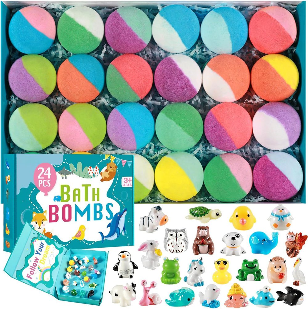 🛁 Natural Bath Bombs for Kids with Mega Bubbles & Surprise Inside 🥚