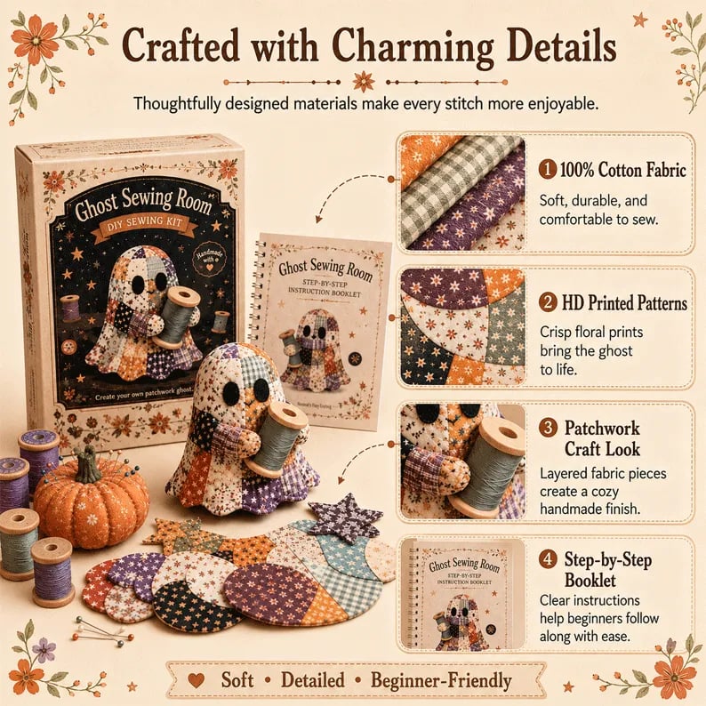 👻Little Ghost’s Cozy Halloween DIY Patchwork Kit