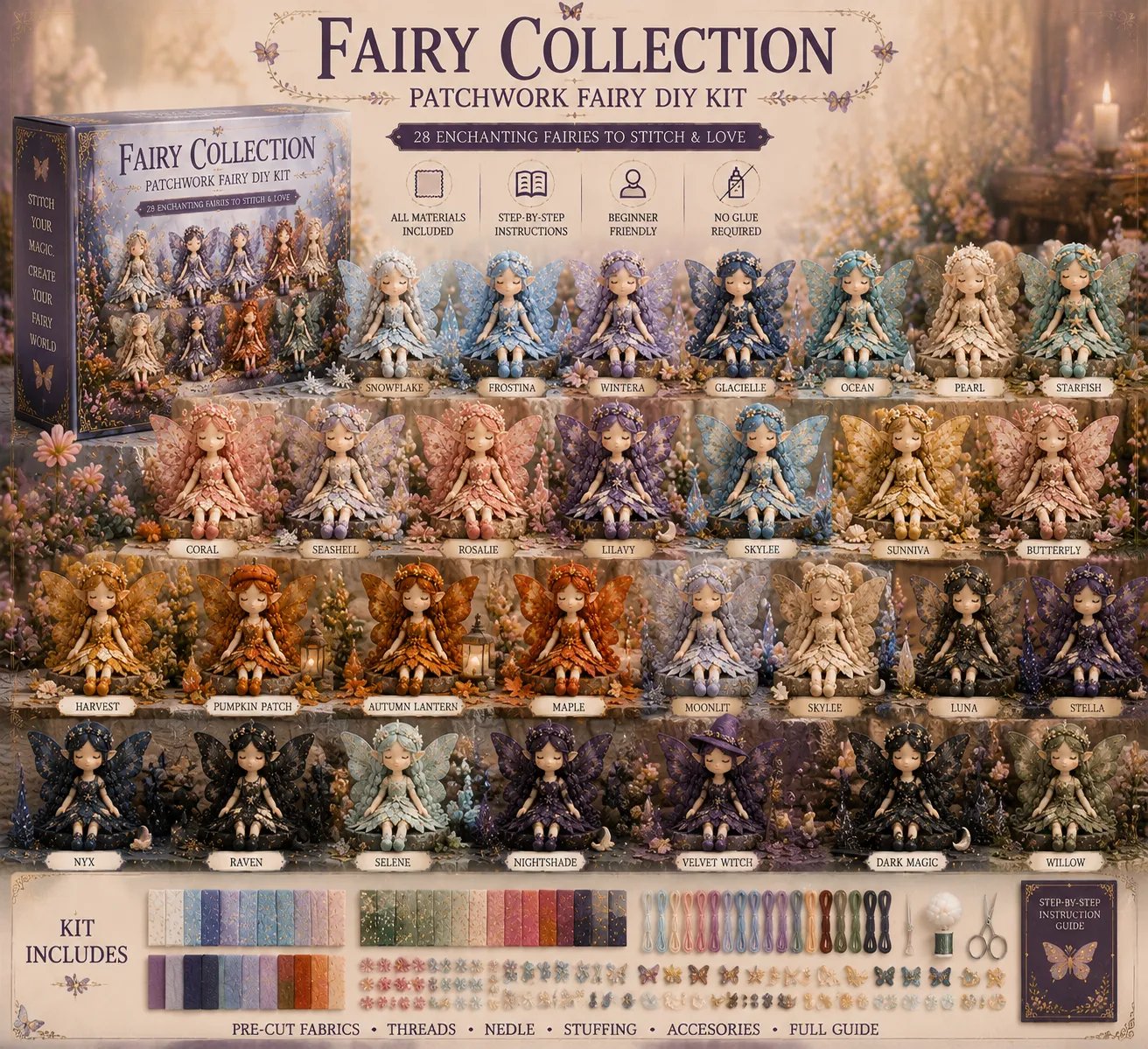 🧚A Fairy Tale You Can Stitch – DIY Patchwork Fairy Doll Collection🧵