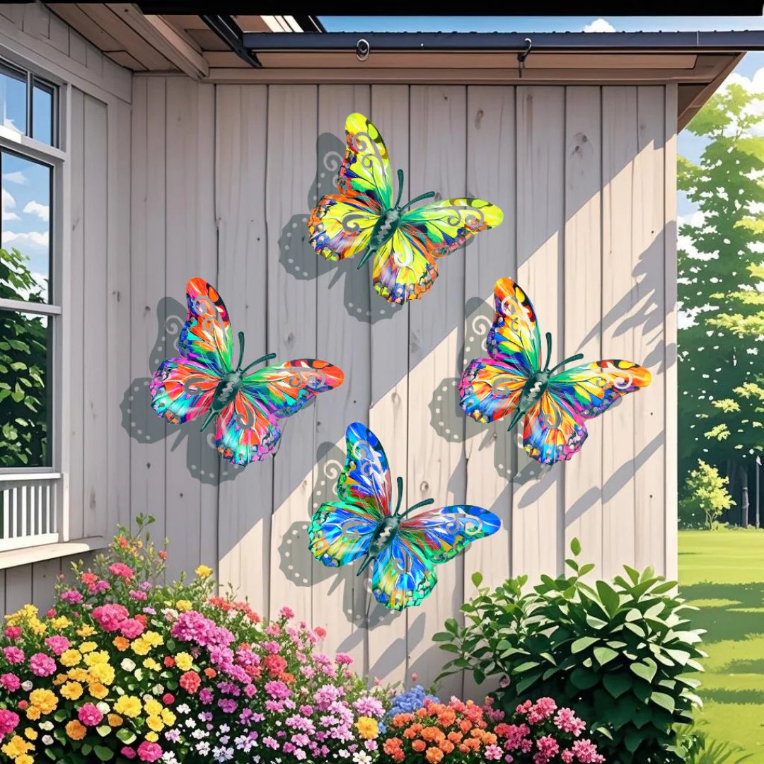 A complete set! 4PcsButterfly Metal WallDecor