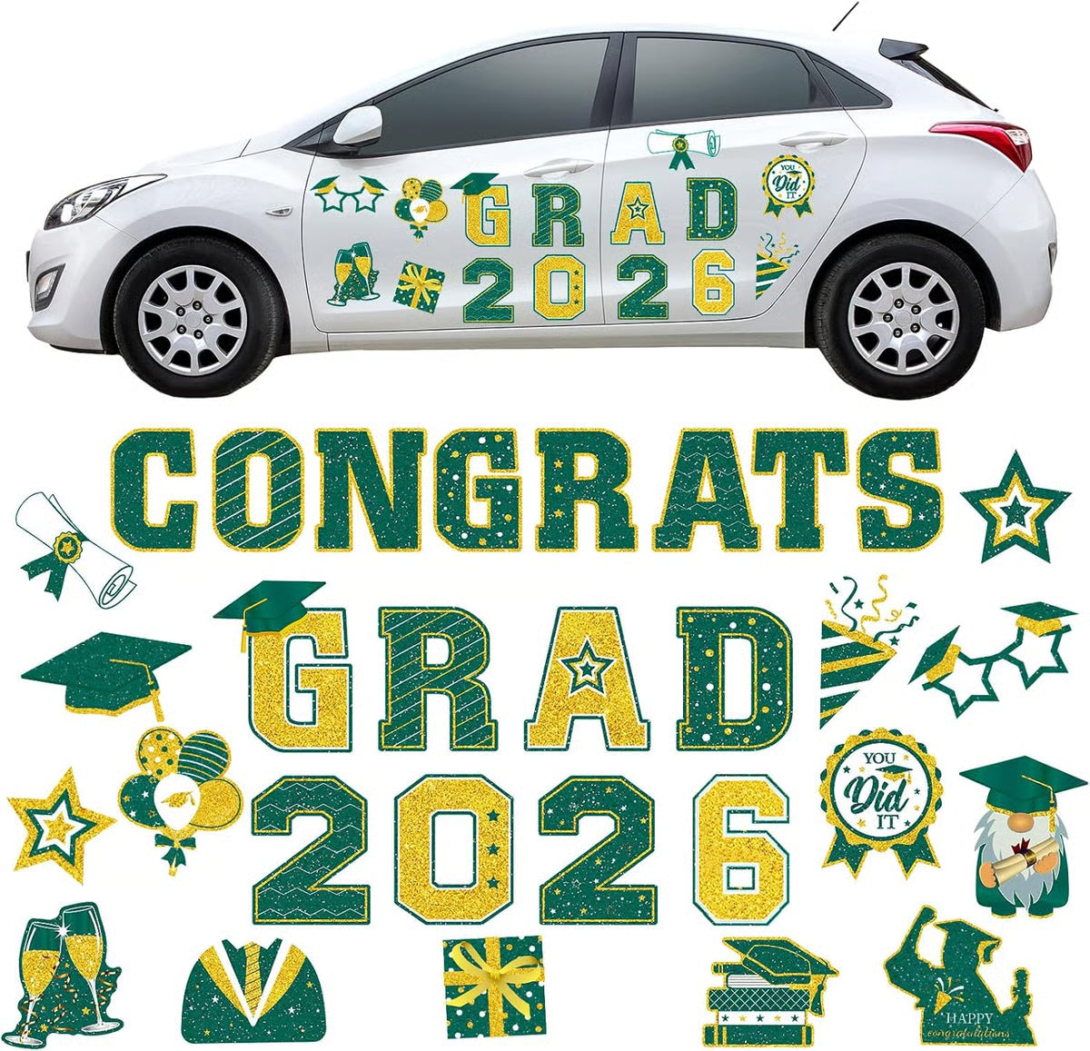 2026 Grad Magnets – 30Pcs Set for Celebration Decor🧲(Cars, Fridges & More)