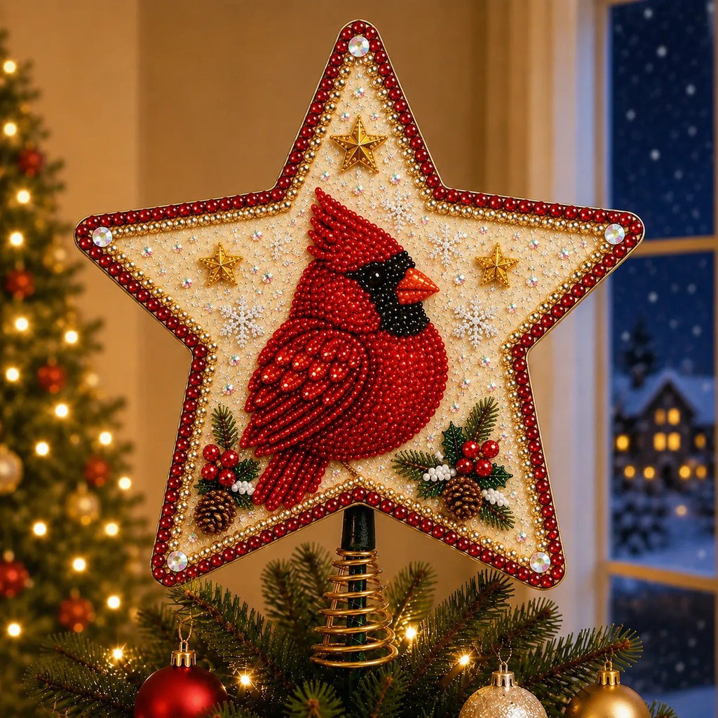 Christmas Pearl Diamond Art Tree Topper DIY Kit | Complete Set with Printed Base, Pearl & Crystal Pieces, Application Tools & Step-by-Step Guide Included 💕
