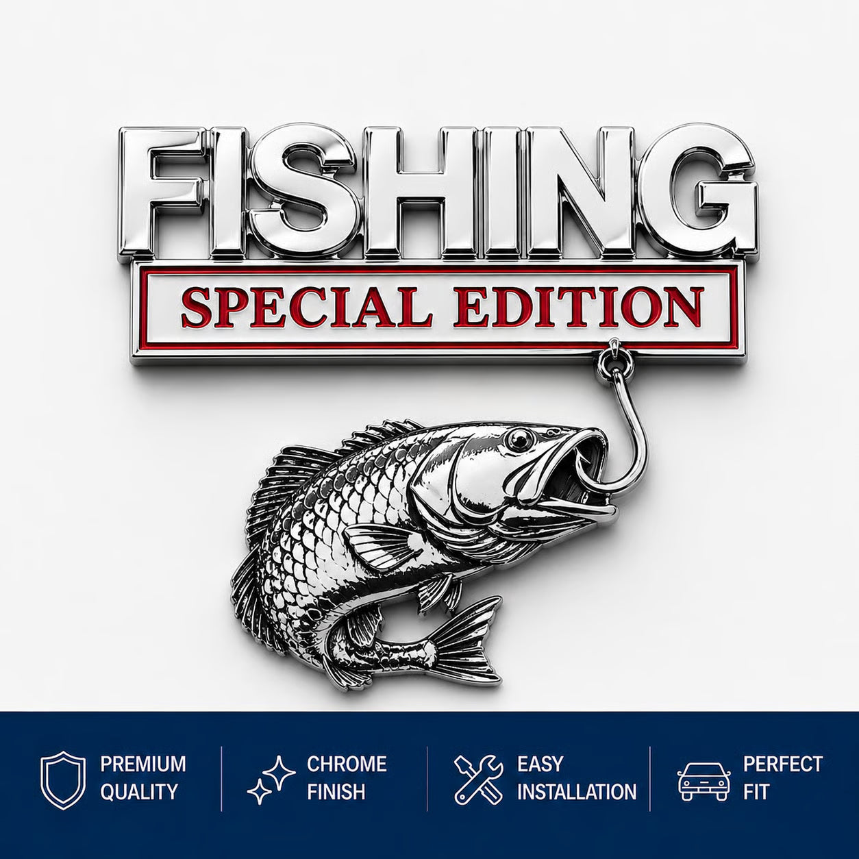 🎣 Fishing Special Edition™ Premium 3D Metal Vehicle Emblem Badge