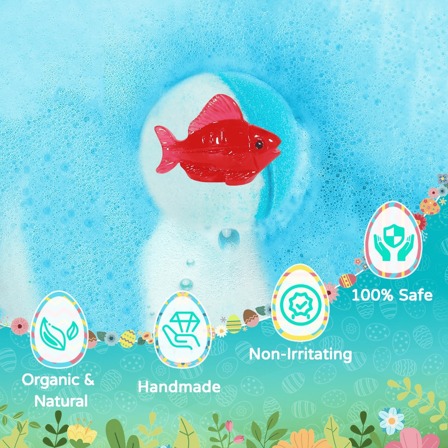🛁 Natural Bath Bombs for Kids with Mega Bubbles & Surprise Inside 🥚