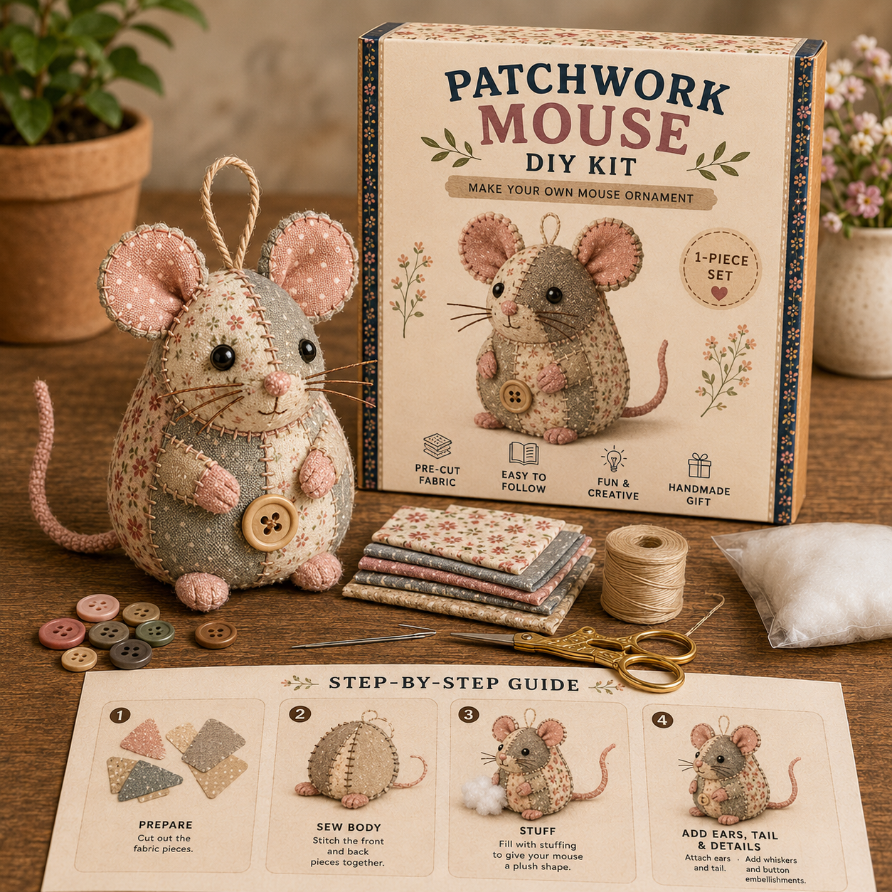 🧵 Patchwork Mouse DIY Kit