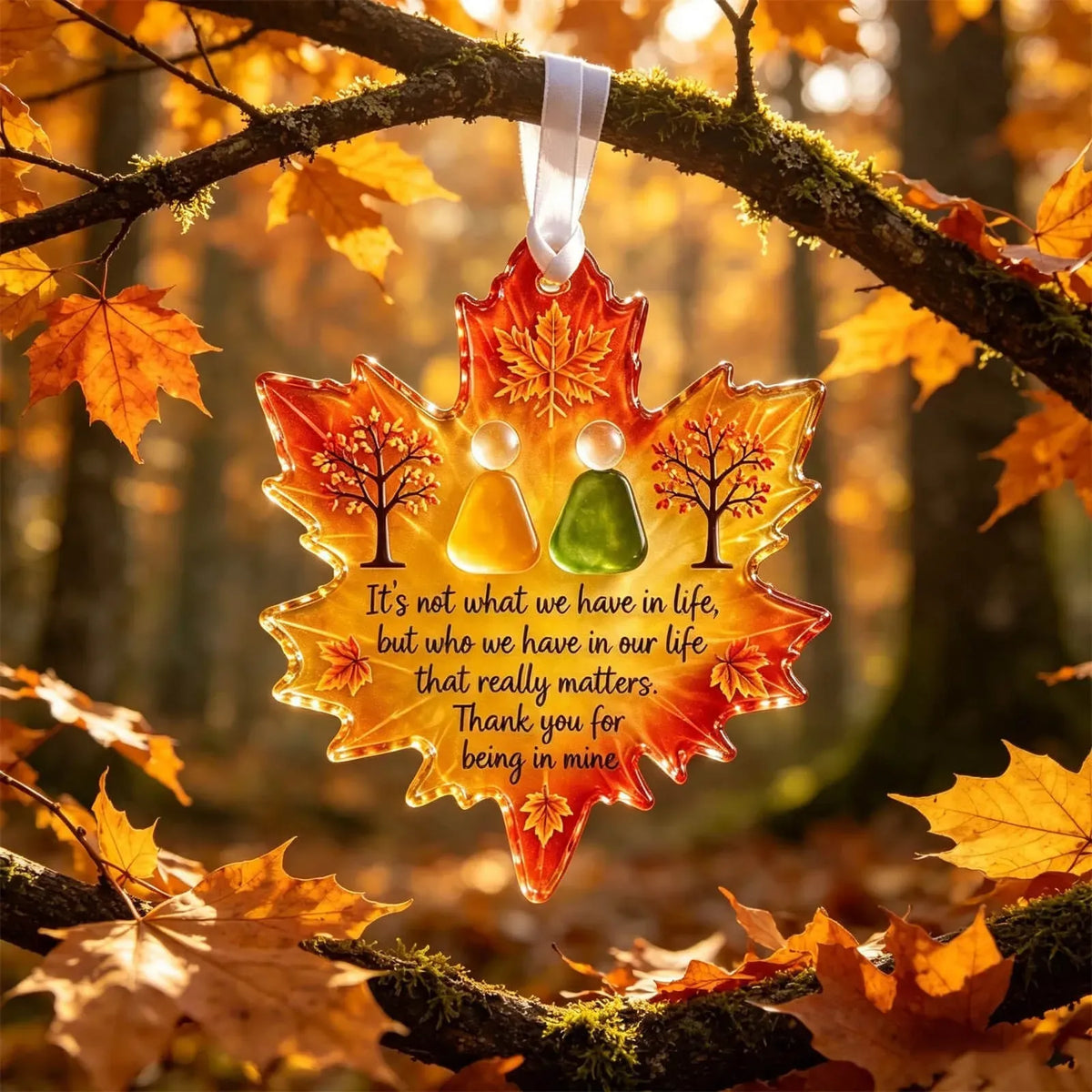 Maple Leaf Friendship Sea Glass Keepsake