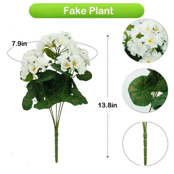 🌸 Lush, UV-Resistant Artificial Geraniums