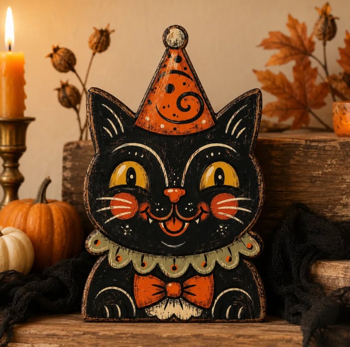 🎃Handmade Vintage Halloween Wooden Character Tabletop Decor
