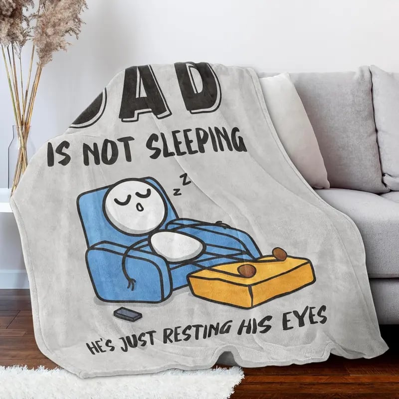🔥Dad Is Not Sleeping Funny Flannel Blanket
