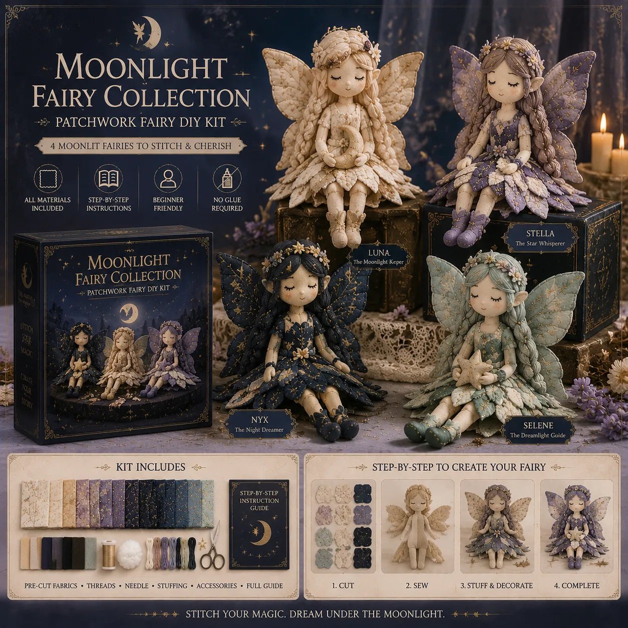 🧚A Fairy Tale You Can Stitch – DIY Patchwork Fairy Doll Collection🧵