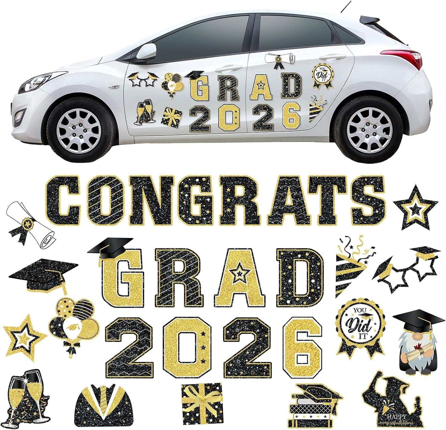 2026 Grad Magnets – 30Pcs Set for Celebration Decor🧲(Cars, Fridges & More)