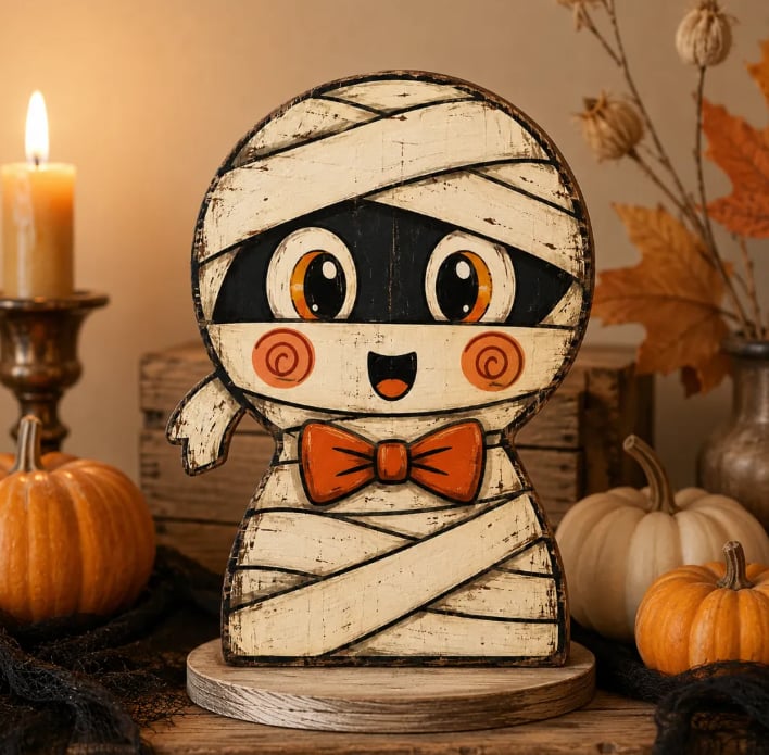 🎃Handmade Vintage Halloween Wooden Character Tabletop Decor