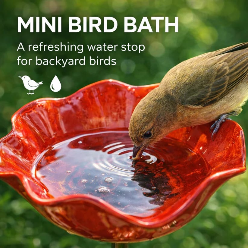 Handmade Metal Flower Garden Stake – Bird Bath & Outdoor Decor for Nature Lovers 🌸