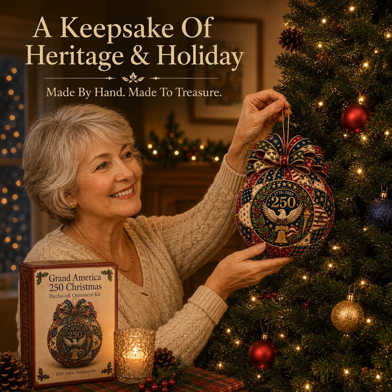 ❤️Beginner-Friendly🎄 USA 250th Anniversary Christmas Patchwork Ornament DIY Kit