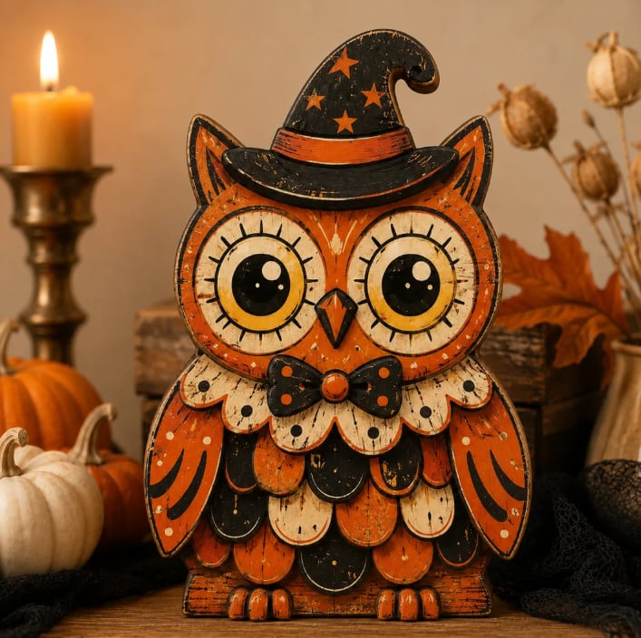 🎃Handmade Vintage Halloween Wooden Character Tabletop Decor