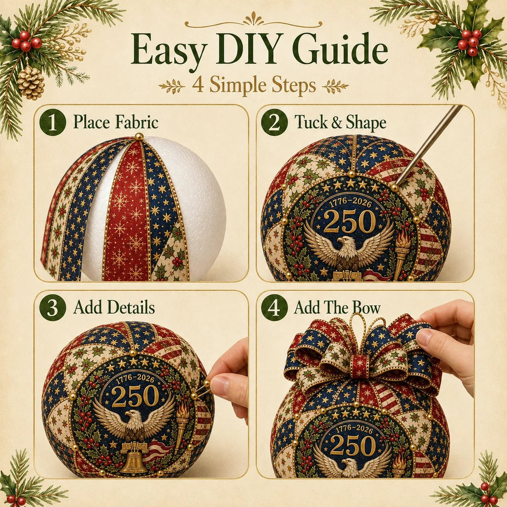 ❤️Beginner-Friendly🎄 USA 250th Anniversary Christmas Patchwork Ornament DIY Kit